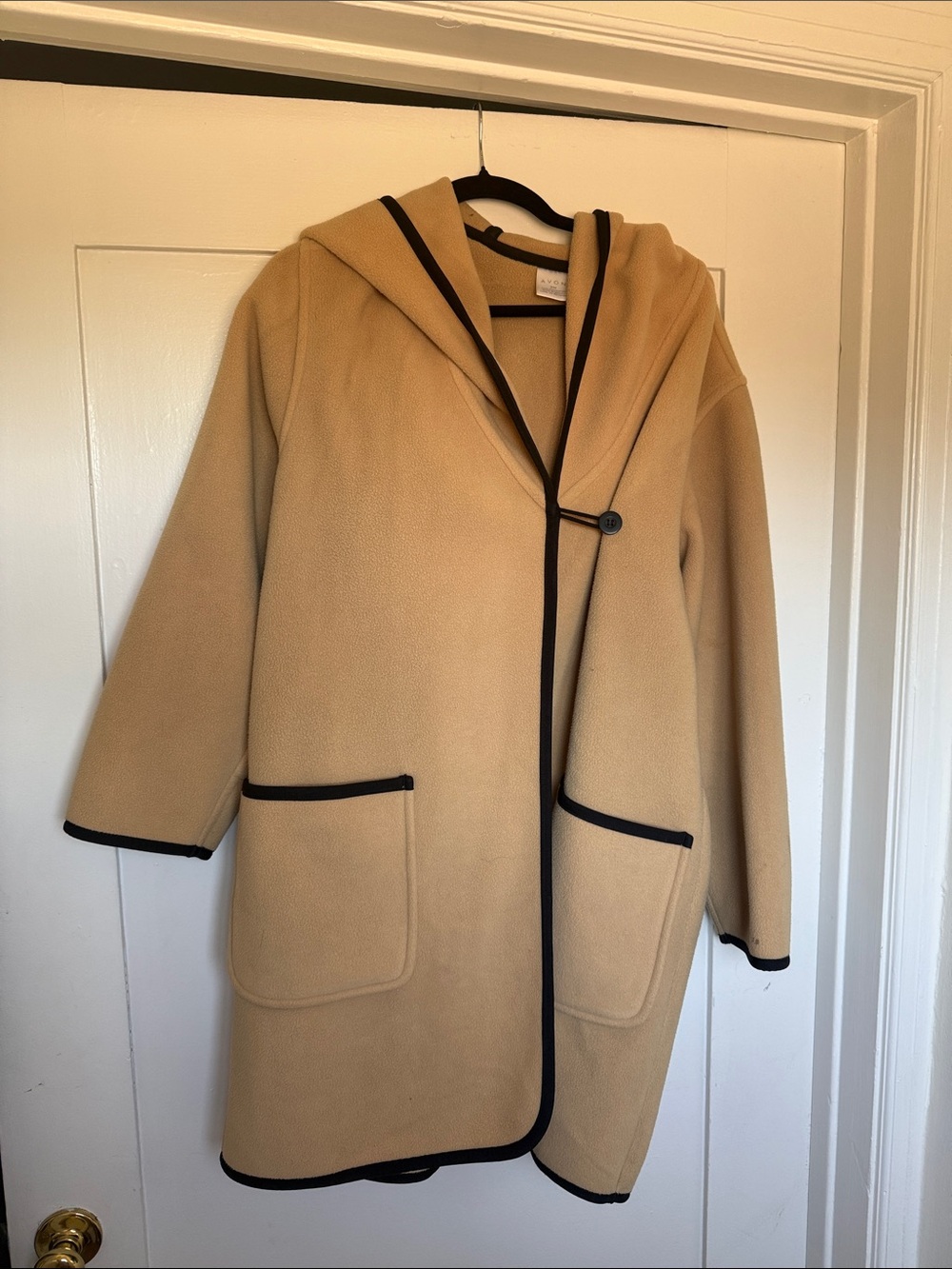 Vintage Camel Coat with Black Trim Hood Avon